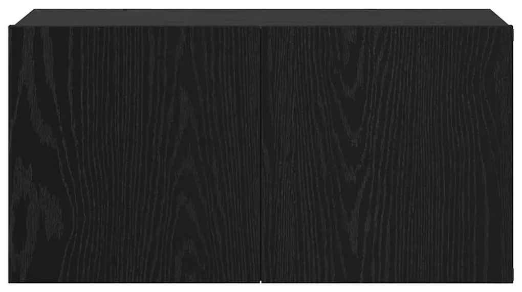 Conjunto de Gabinete de TV Carvalho Preto Madeira engenheirada