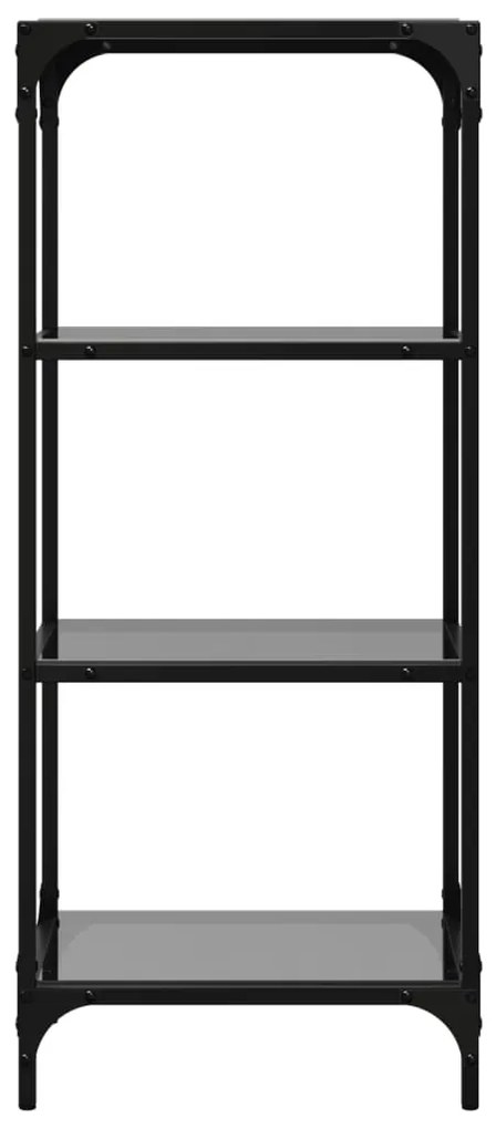 Unidade de prateleiras c/ tampo de vidro preto 40x30x95 cm aço