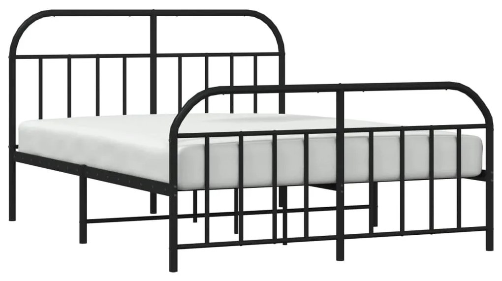 Estrutura de cama com cabeceira e pés 160x200 cm metal preto