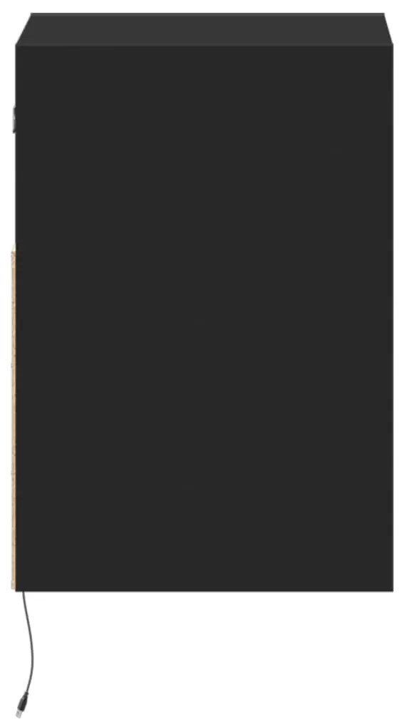 Móveis de parede p/ TV com luzes LED 2 pcs 41x31x45 cm preto