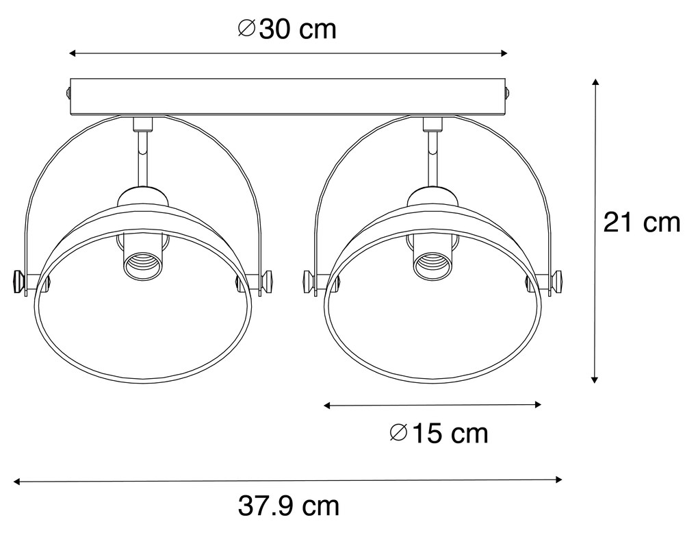 Candeeiro de teto industrial branco prata ajustável com 2 luzes - Magnax Industrial