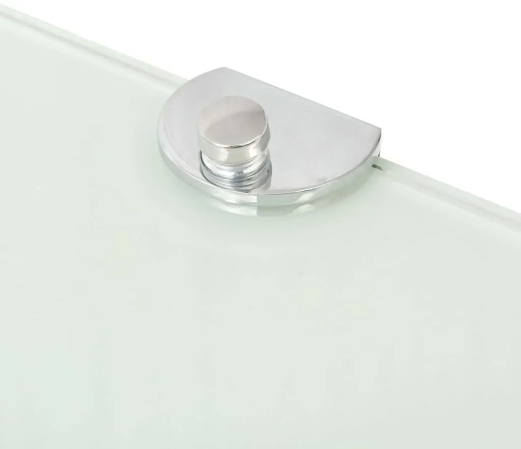 Prateleiras canto 2 pcs suportes cromados 25x25cm vidro branco