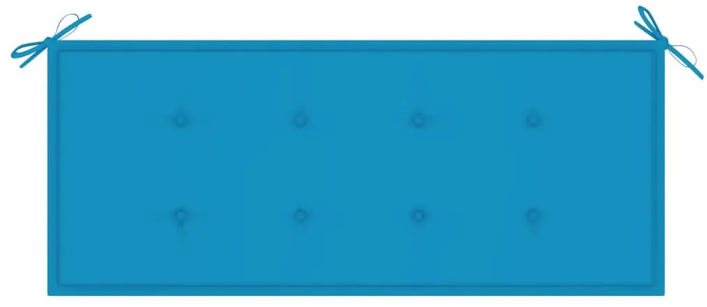 Banco Batávia c/ almofadão azul 120 cm teca maciça