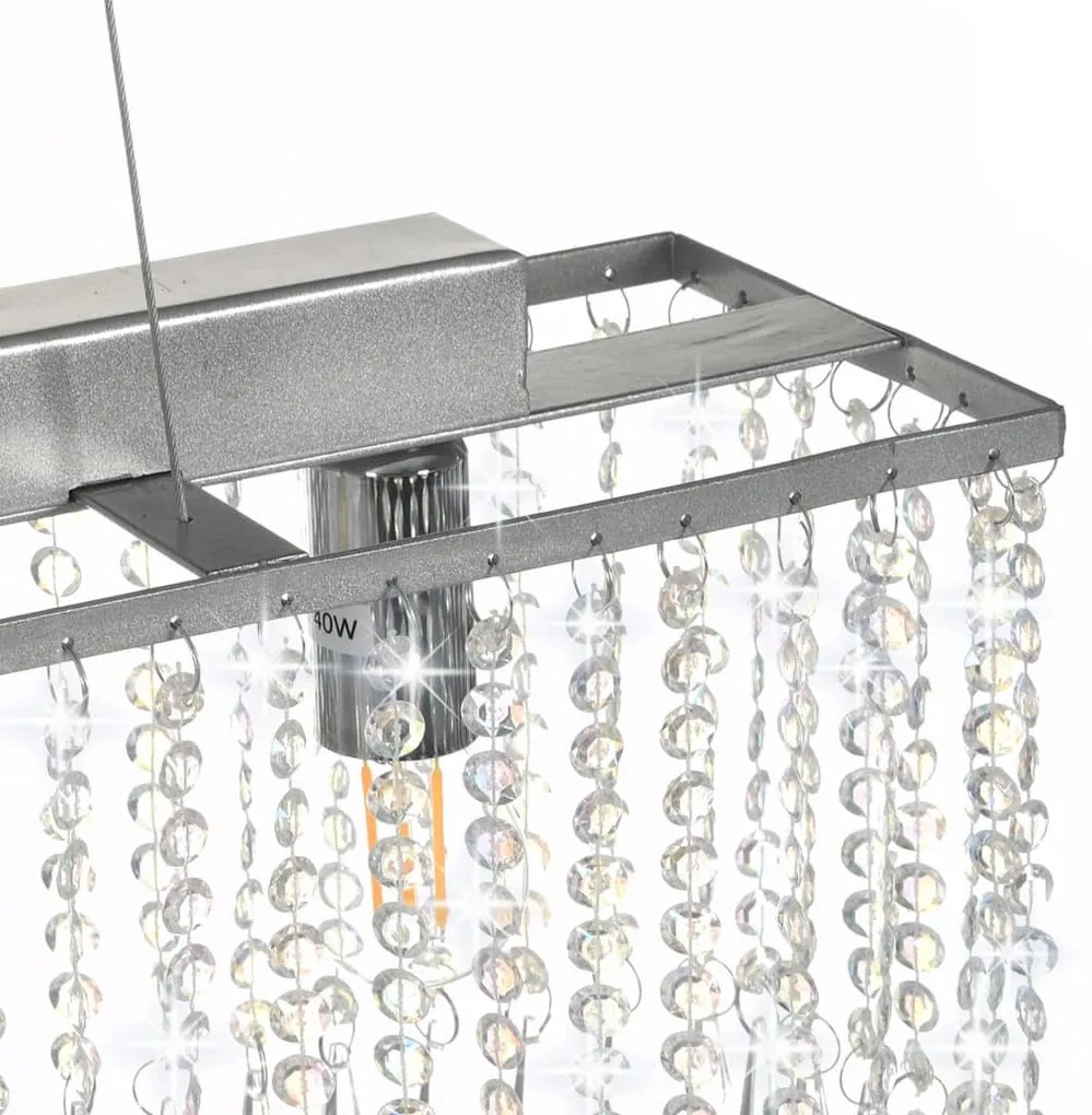 Candeeiro de teto com contas de cristal 104 cm E14 prateado