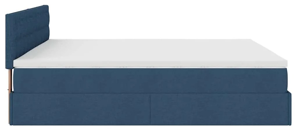 Estrutura de cama otomana com colchão 160x200 cm tecido azul