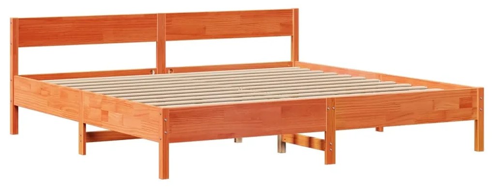 Cama sem colchão 200x200 cm pinho maciço castanho-mel