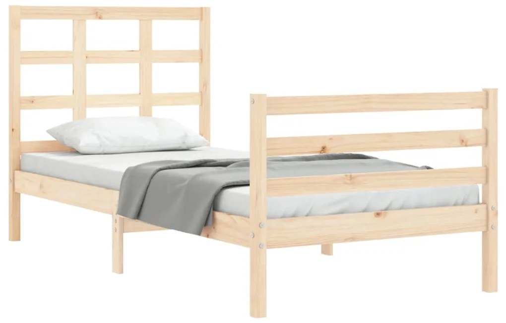 Estrutura de cama com cabeceira 100x200 cm madeira maciça