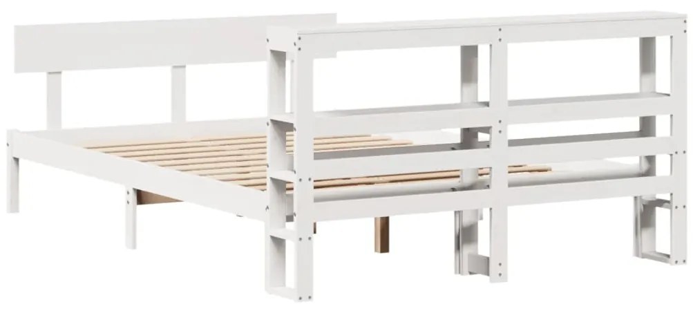 Cama sem colchão 150x200 cm madeira de pinho maciça branco