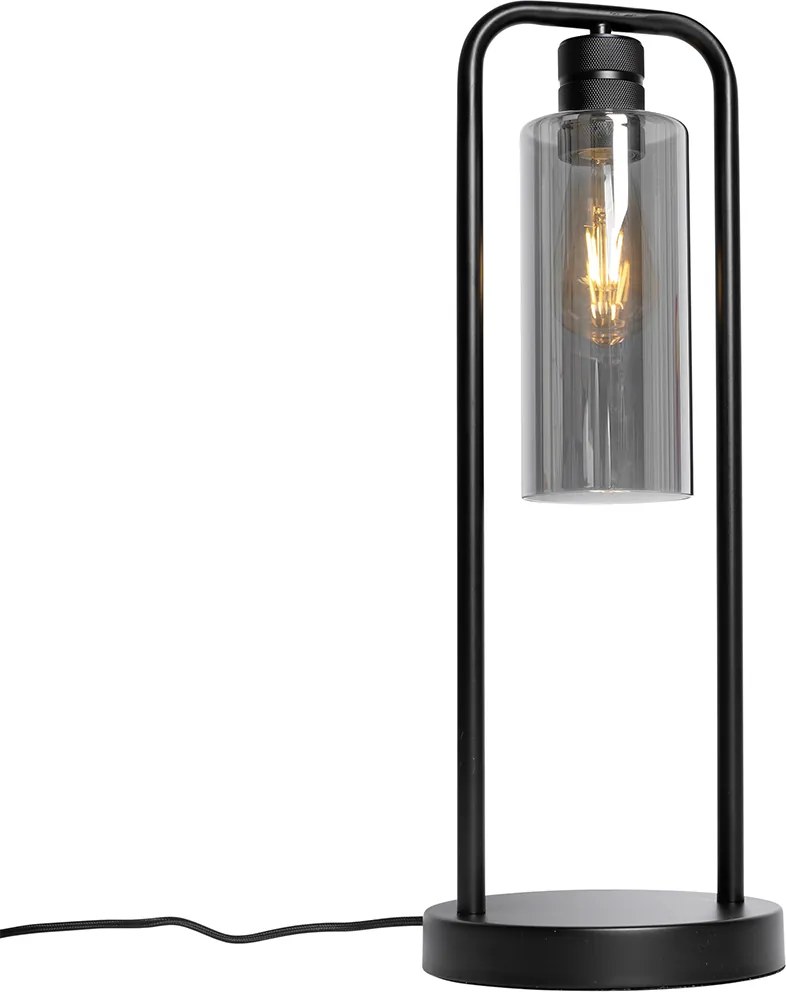 Candeeiro de mesa moderno preto com vidro fumê - Stavelot