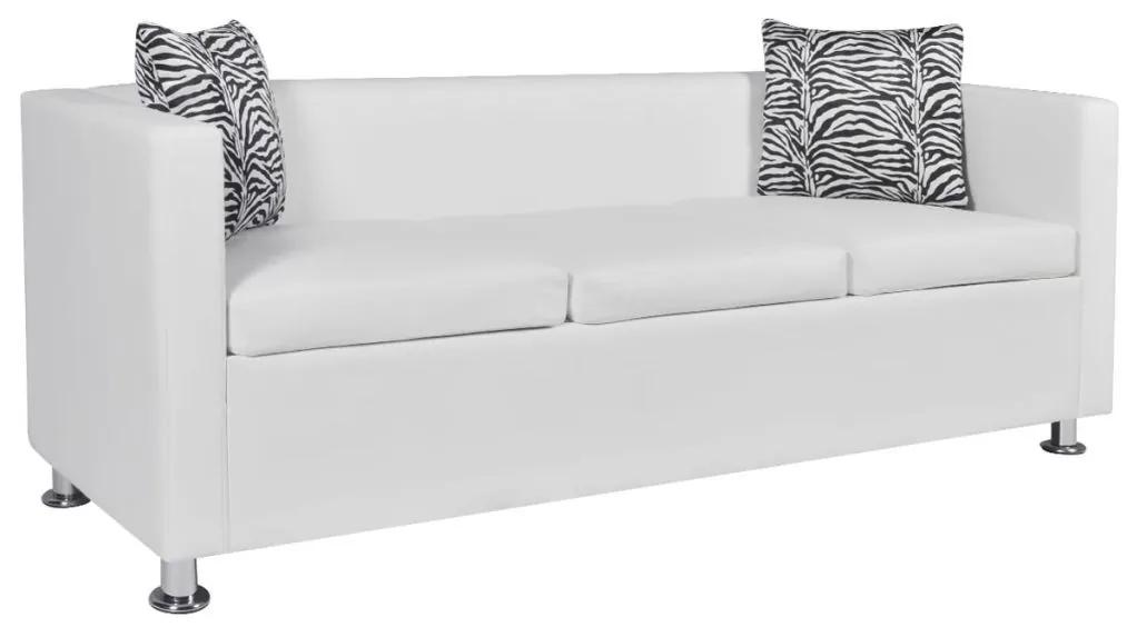 Sofá de 3 lugares couro artificial branco