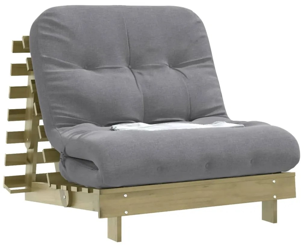 Sofá-cama futon c/ colchão 90x206x11cm madeira pinho impregnada