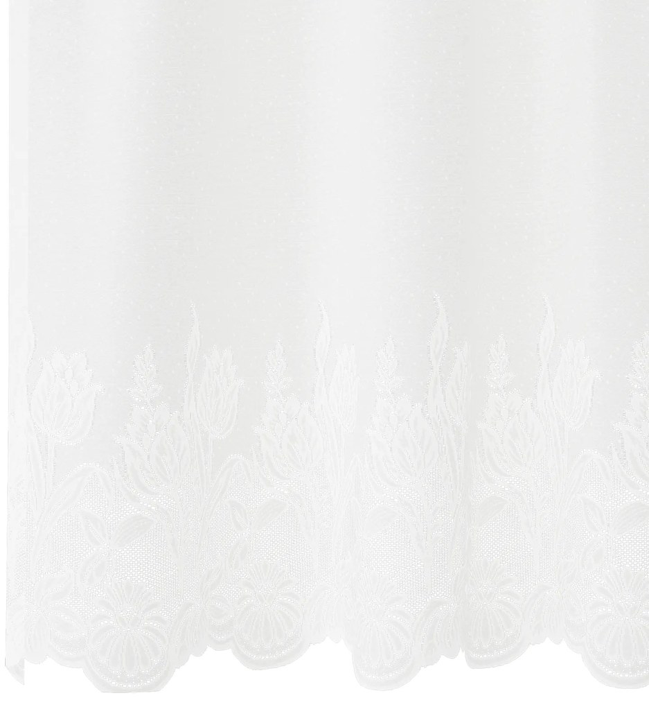 Cortina de Renda com cortinas Floral Branco 600 x 260 cm Poliéster