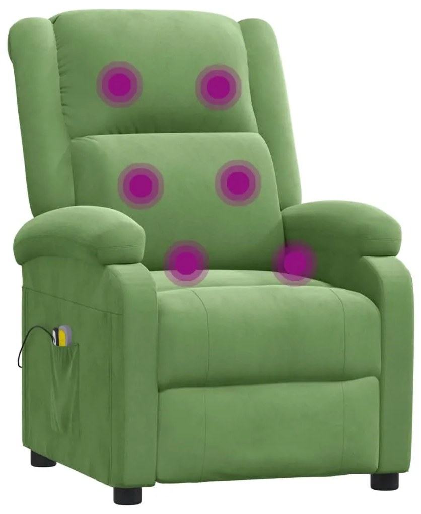 Poltrona de massagens elétrica veludo verde-claro