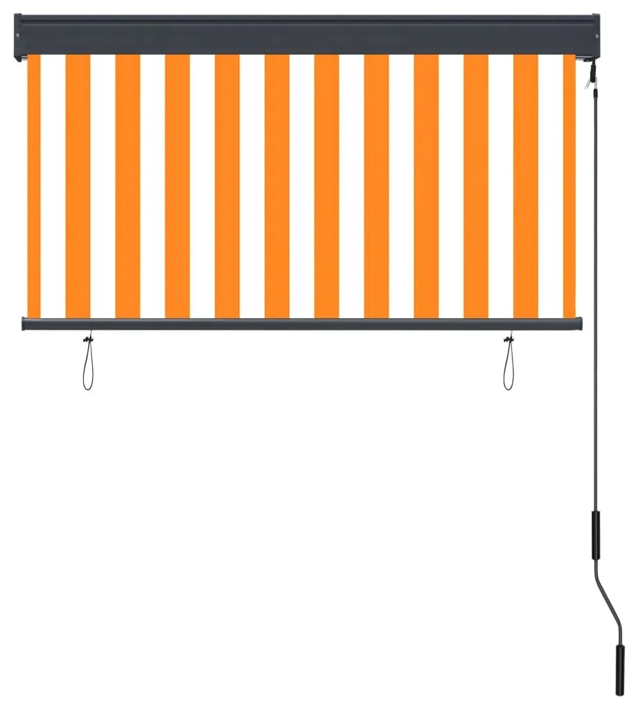 Estore de rolo para exterior 120x250 cm branco e laranja