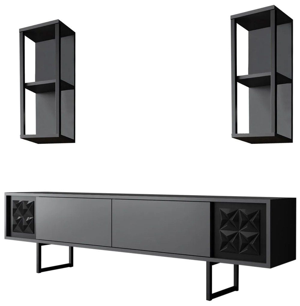 Conjunto de Mobiliário de Sala – Black Line Set – Antracite e Preto