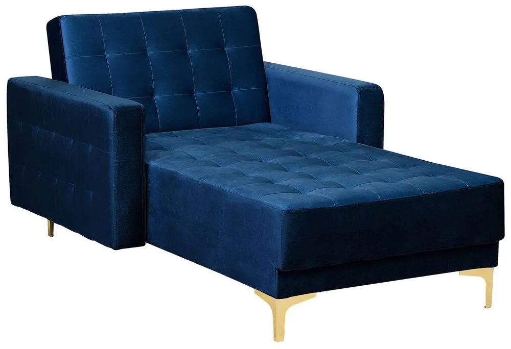 Sofá chaise-longue reclinável em veludo azul escuro ABERDEEN Beliani