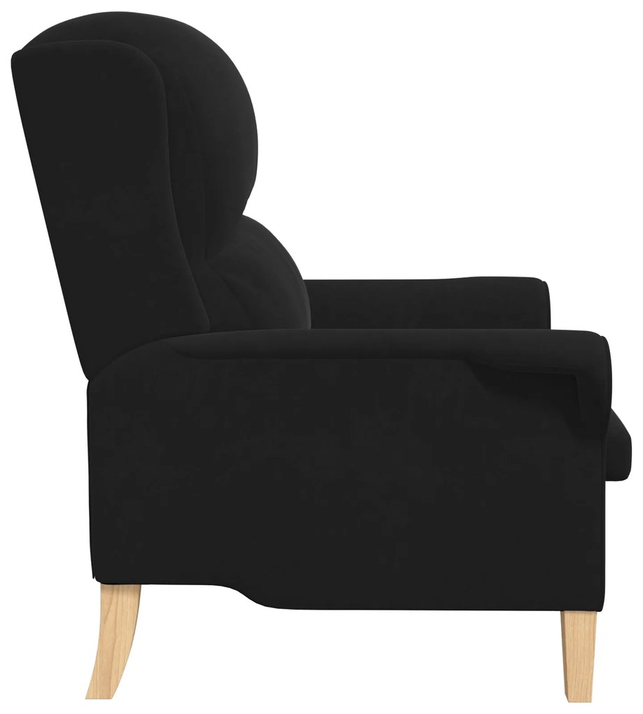 Poltrona Preta Preto Tecido, Madeira Padrão Ergonómica
