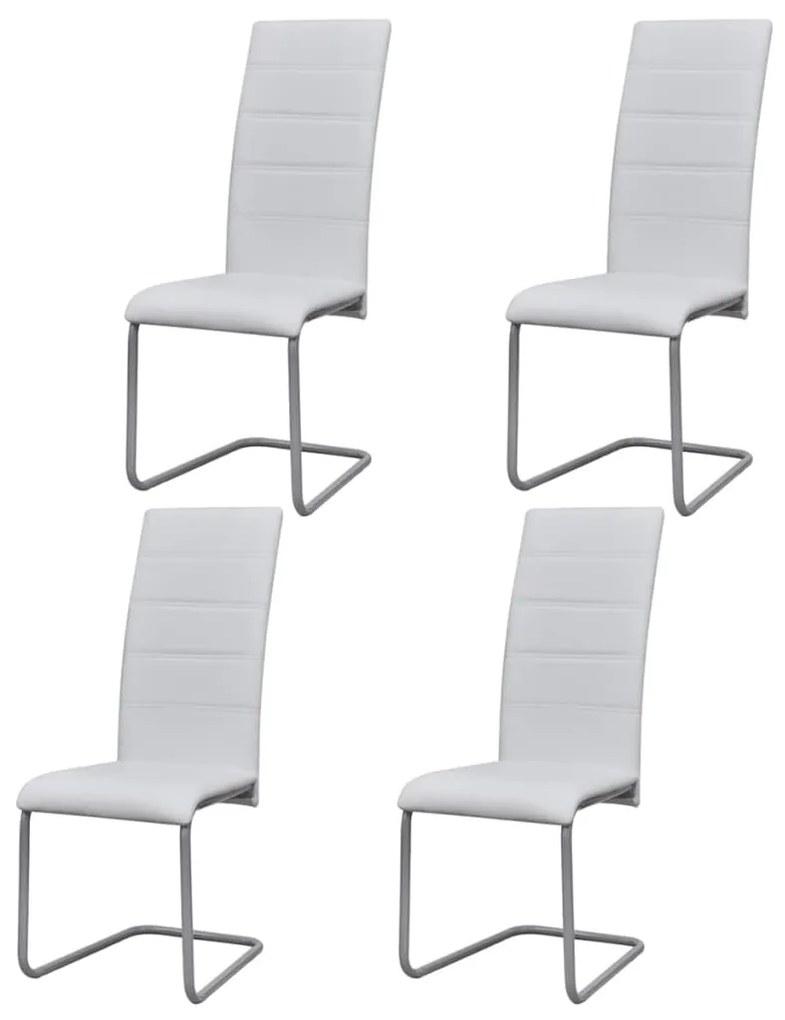 vidaXL Cadeiras de jantar cantilever 4 pcs couro artificial branco