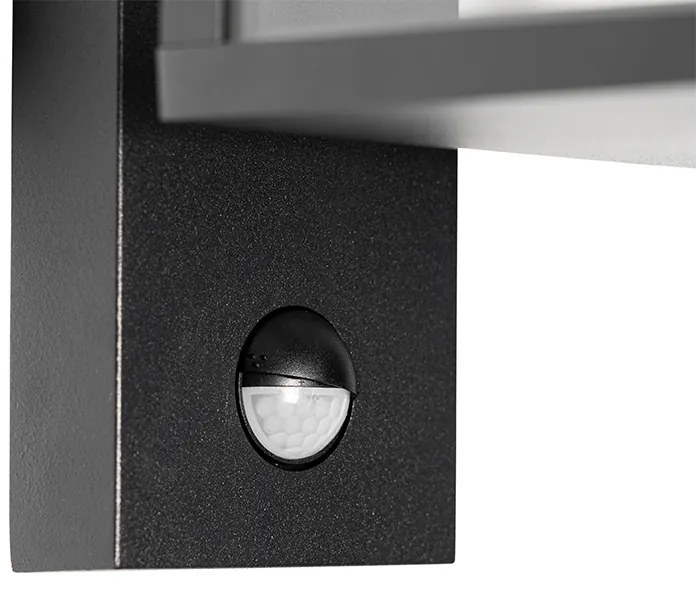 Lanterna de parede exterior preta com sensor de movimento IP44 - Charlois Industrial