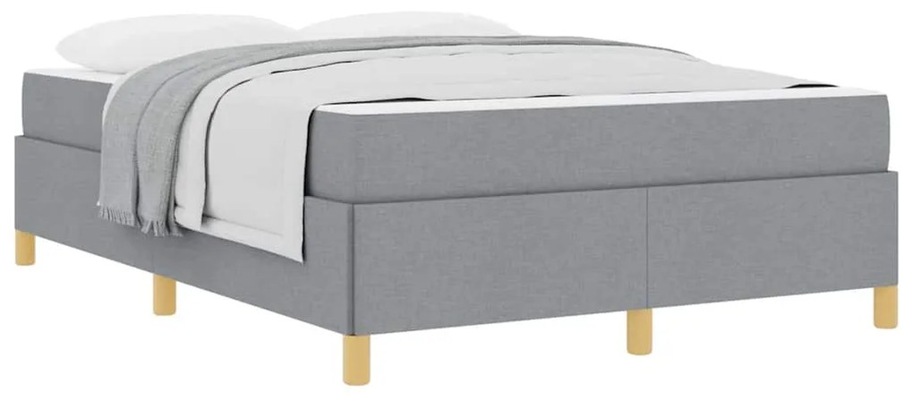 Cama Box Cinza Claro e Branco e Cinza Claro 140 x 200 cm tecido