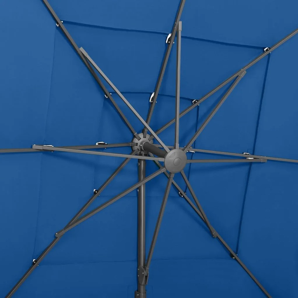 Guarda-sol 4 camadas com poste alumínio 250x250 cm azul ciano
