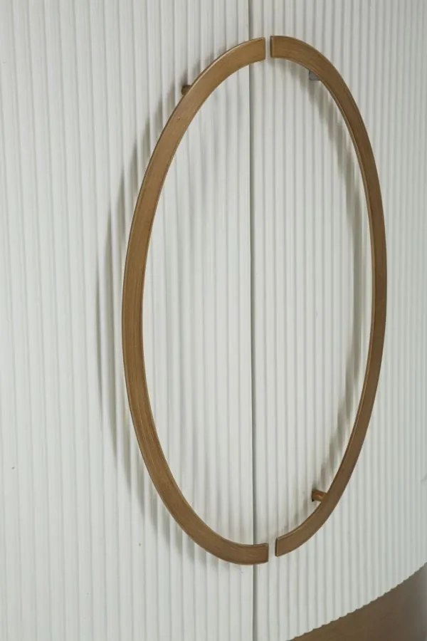 Aparador Tolosa com 2 Portas – 79x48x67 cm – Branco, Castanho e Dourad