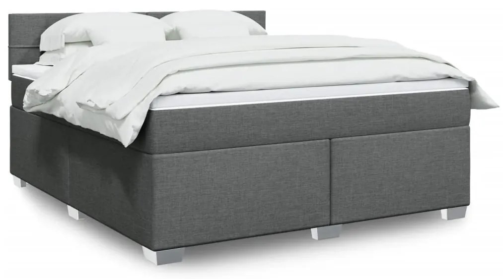vidaXL Cama com molas/colchão 180x200 cm tecido cinzento-escuro