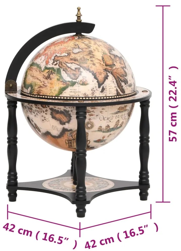 Garrafeira forma de globo madeira eucalipto maciça preto
