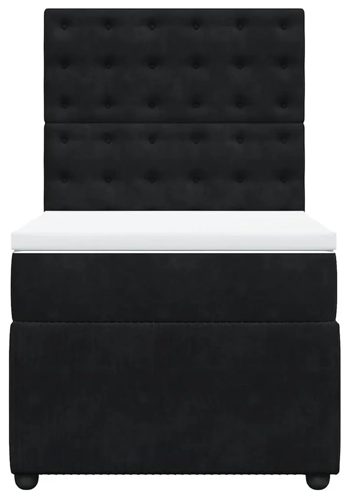 Cama com molas/colchão 100x200 cm veludo preto