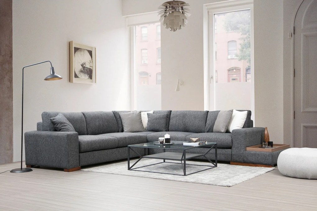 Sofá de Canto "Loop" – Cor Antracite – Medidas 282 cm x 323 cm x 95 cm