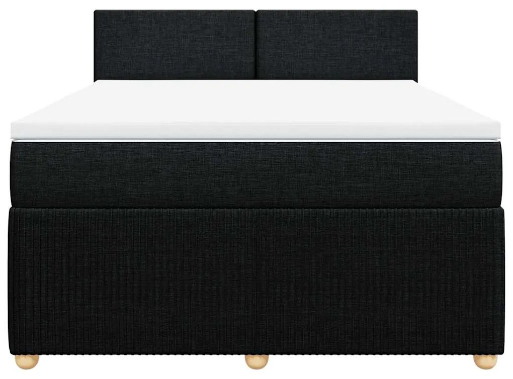 Cama com molas/colchão 160x200 cm tecido preto