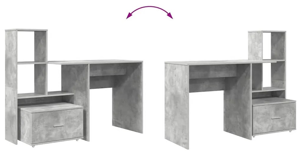 Mesa Cinzento cimento 131.5 x 50 x 106.5 cm Madeira processada