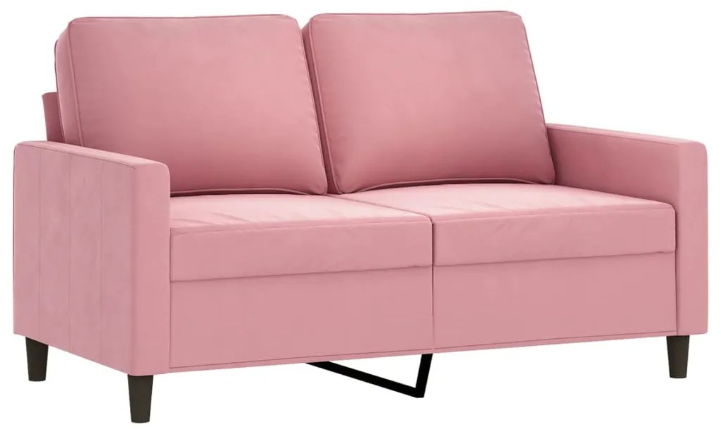 3 pcs conjunto de sofás com almofadões veludo rosa