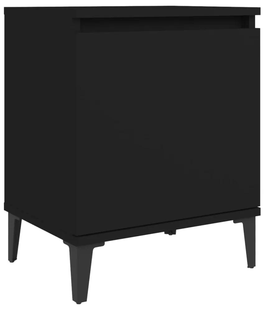 Mesa de cabeceira c/ pernas em metal 40x30x50 cm preto