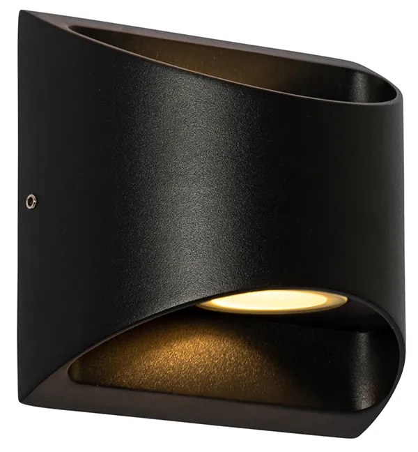 Candeeiro de parede exterior moderno preto com LED 2 luzes IP54 - Mal Moderno
