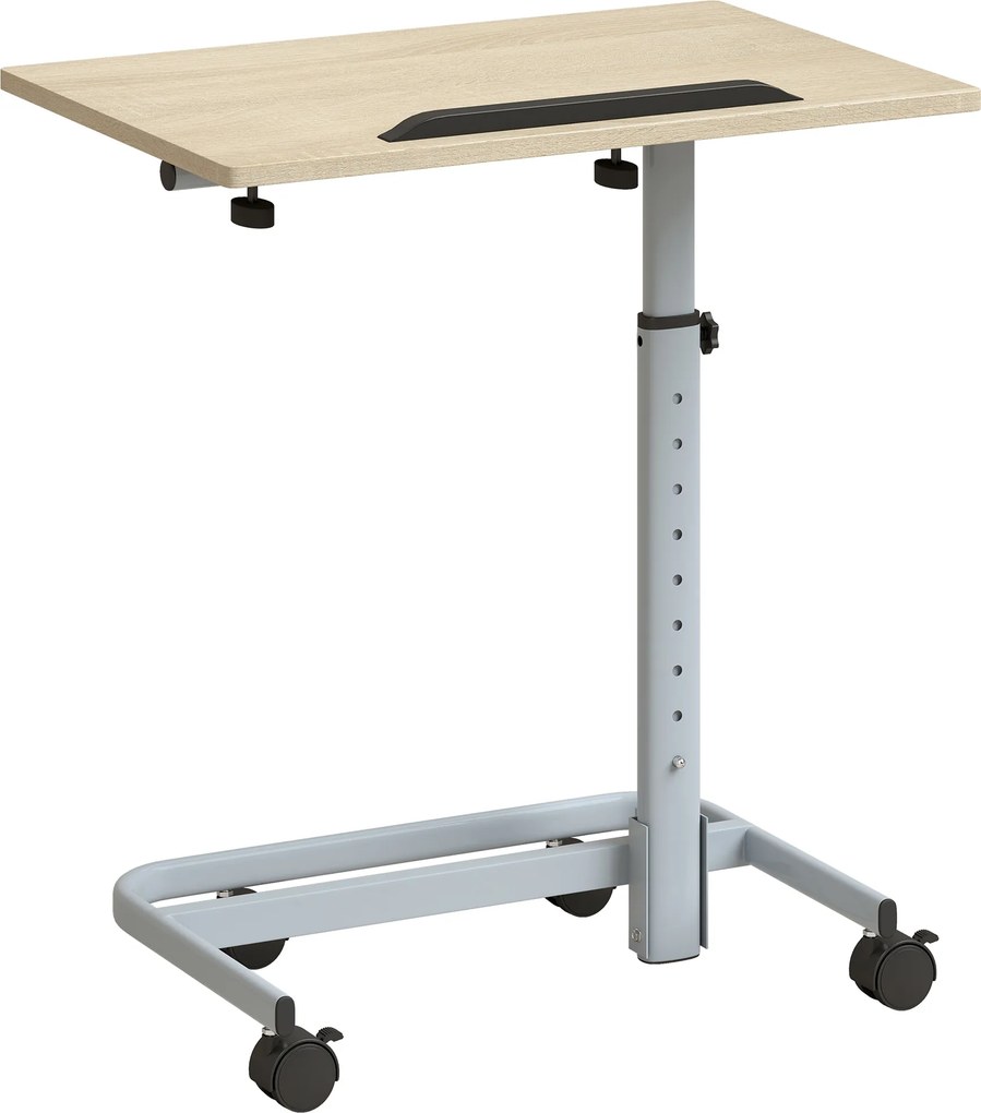 HOMCOM Mesinha Lateral Ajustável com 4 Rodízios, em Madeira e Metal, 60x40x72-93,5 cm, Rovere | Aosom Portugal