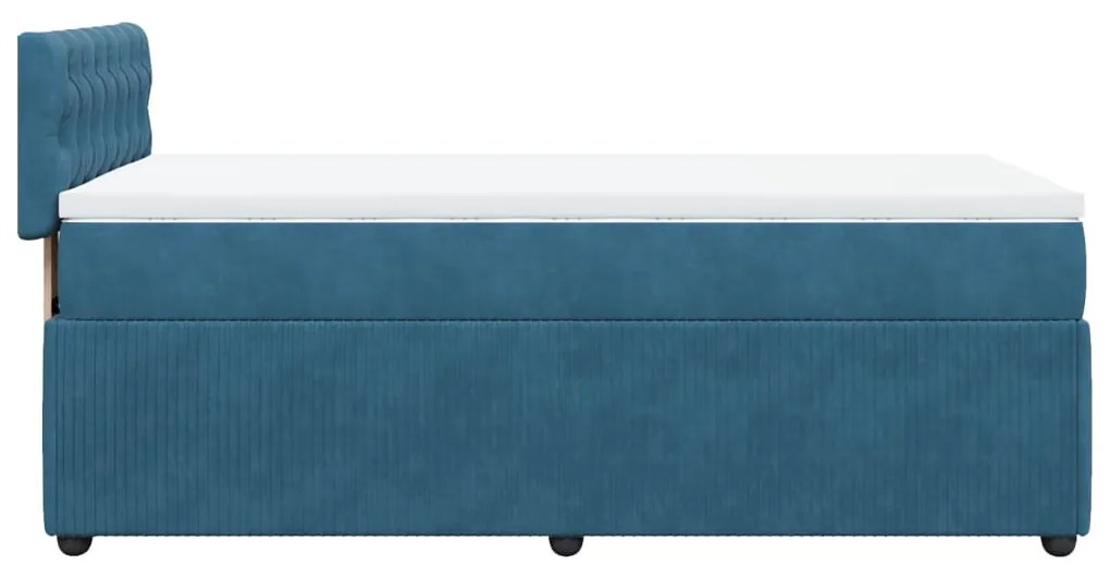 Cama boxspring com colchão 90x190 cm veludo azul