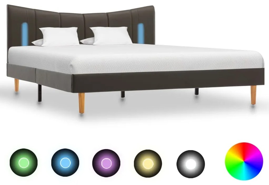 Estrutura cama com LED 140x200 cm couro artificial antracite