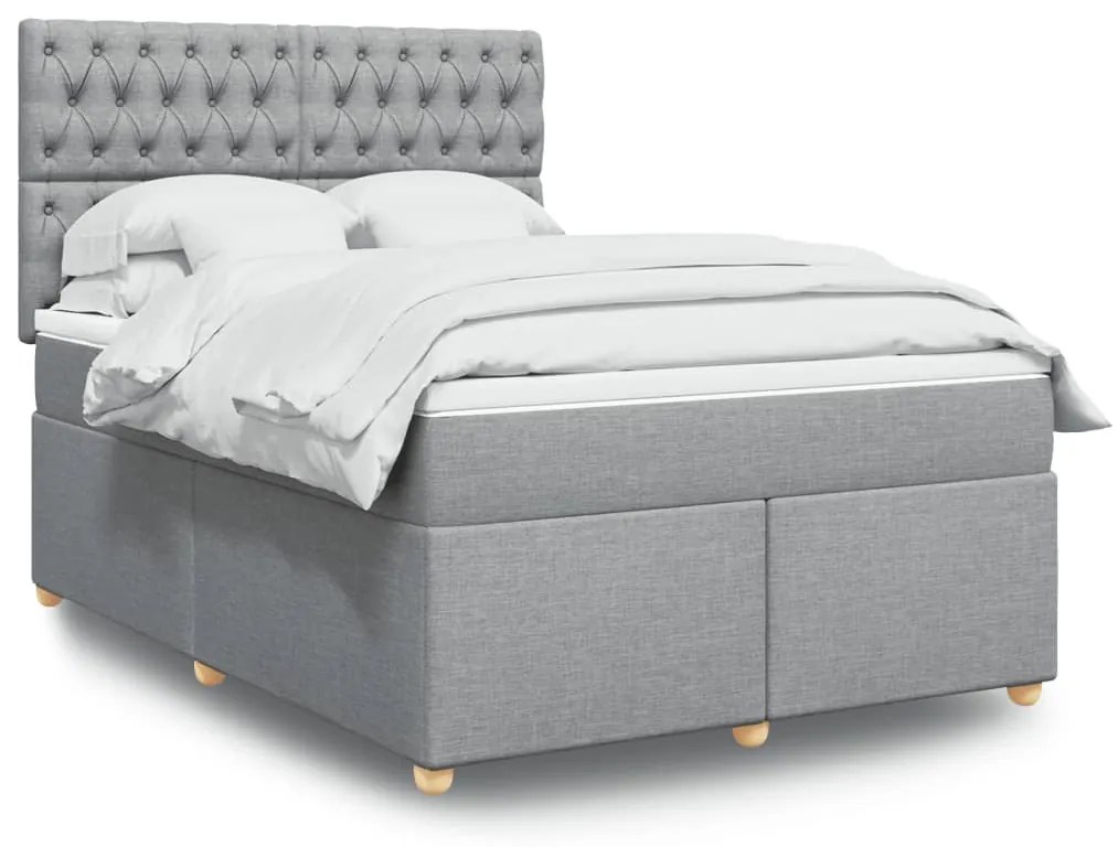 vidaXL Cama com molas/colchão 140x190 cm tecido cinzento-claro
