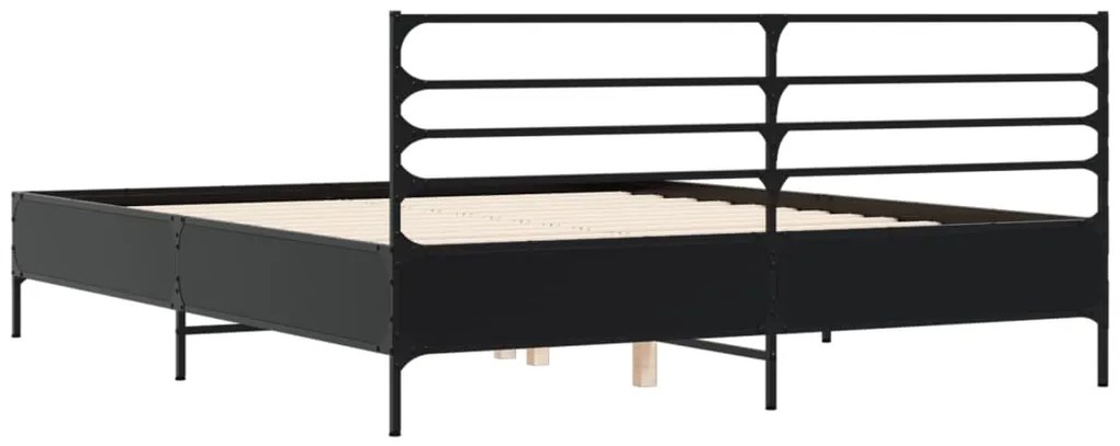 Estrutura de cama 160x200 cm derivados de madeira/metal preto