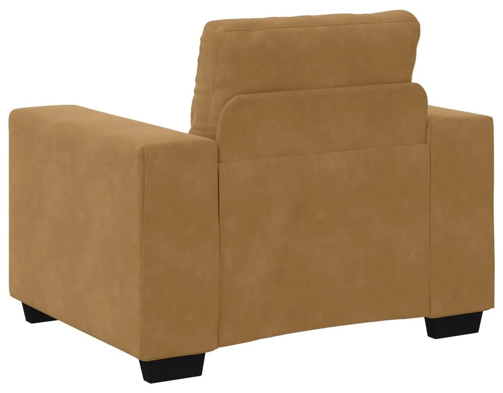 Conjunto de Sofá de 3 Peças com Almofadas em Veludo Castanho