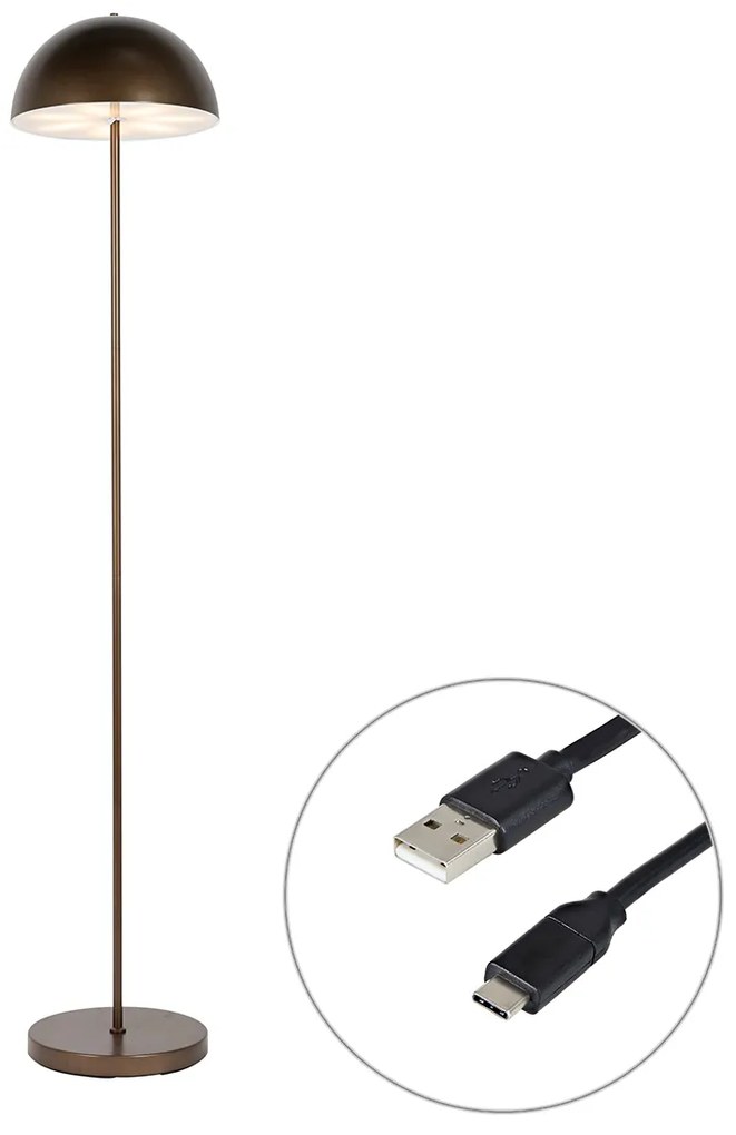 Candeeiro de pé exterior bronze escuro recarregável com dimmer 3 passos - Keira