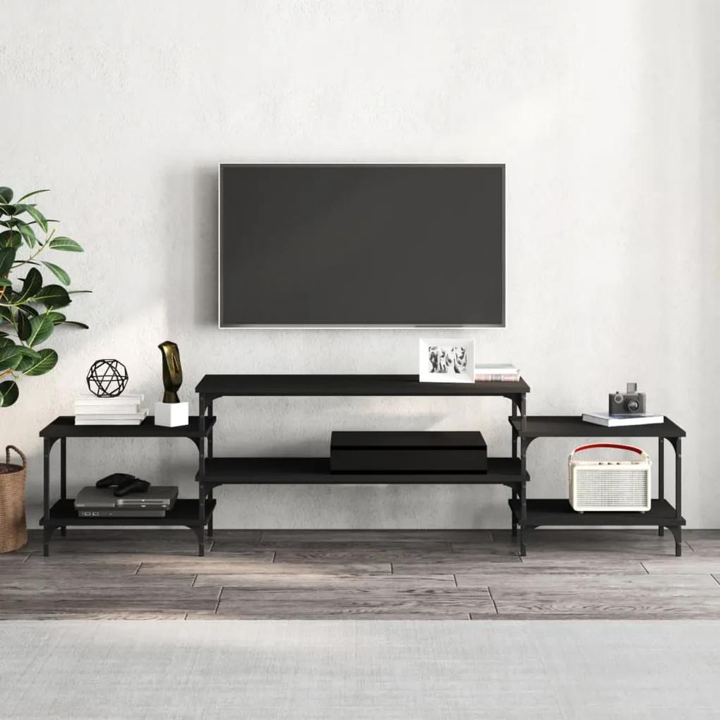 Móvel de TV 197x35x52 cm derivados de madeira preto
