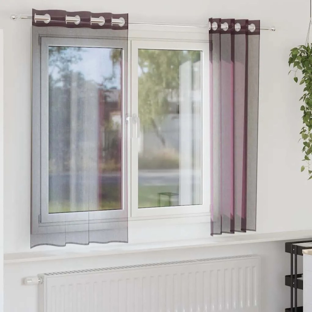 vidaXL Cortinas de voile com ilhós 2 pcs roxo 140x140 cm