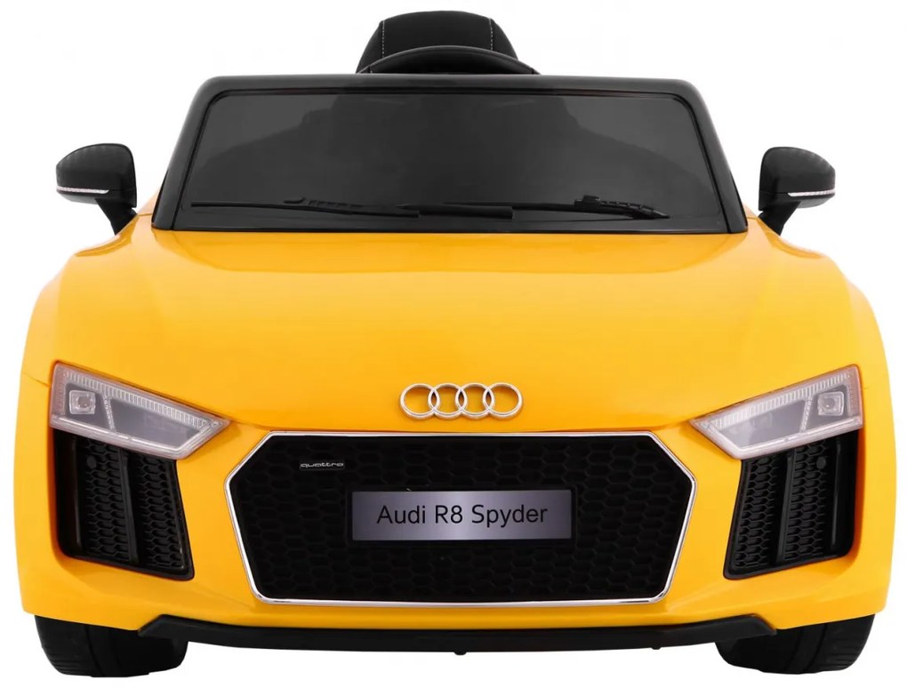 Carro elétrico para Crianças 12V AUDI R8 Spyder RS Rodas EVA, Assento de couro Amarelo