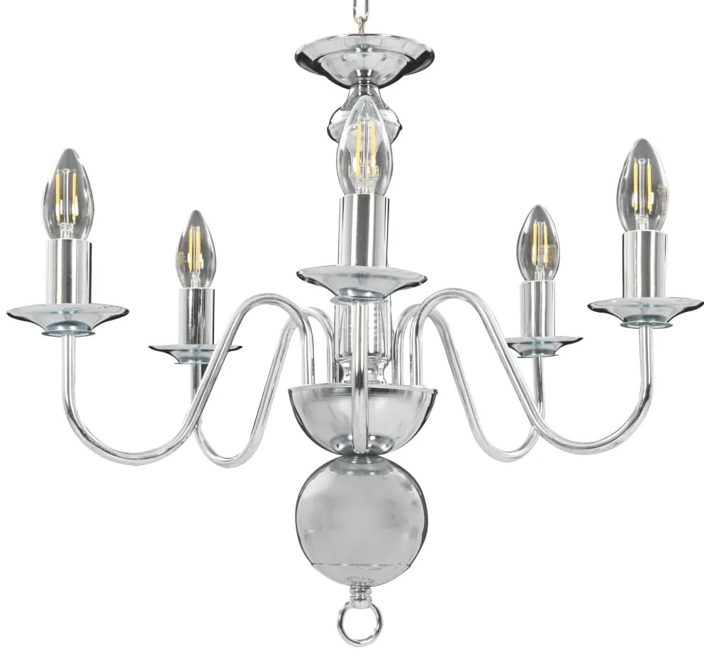 Lustre de 5 lâmpadas E14 prateado