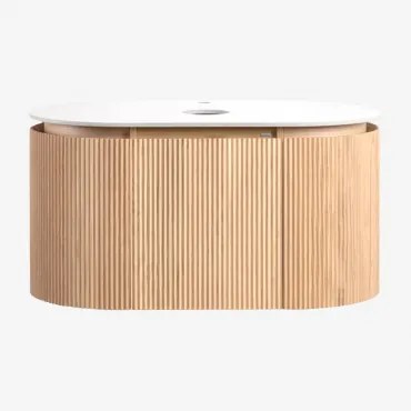 Conjunto De Móvel De Casa De Banho Suspenso 90x50 Cm Em Madeira Carsone Madeira Natural & Sem Unidade Auxiliar & Sem Lavatório & Sem Espelho & Sem Tor