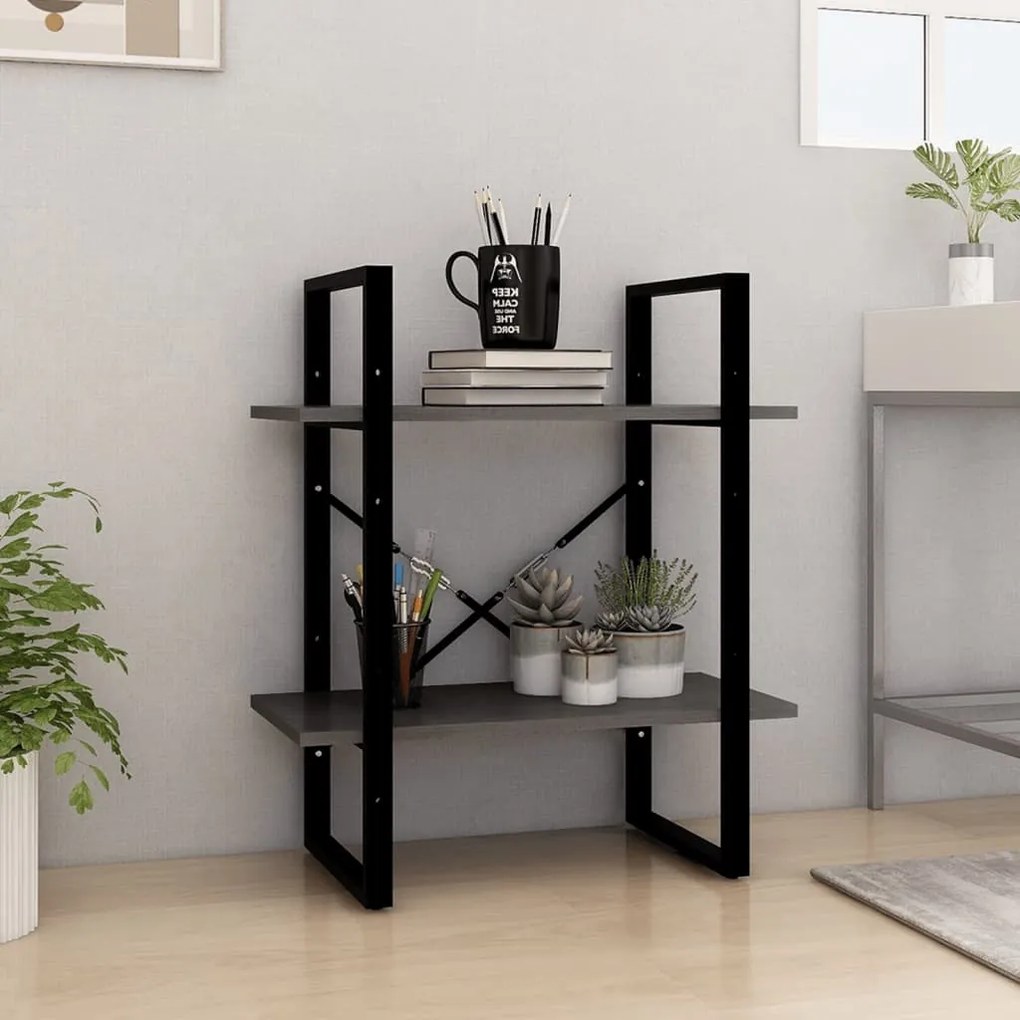 vidaXL Estante com 2 prateleiras 60x30x70 cm pinho maciço cinzento