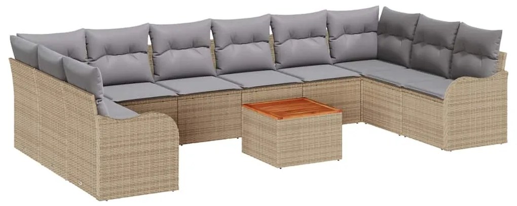 Conjunto de Sofás de Jardim 10 pcs Bege, cinza claro Grande
