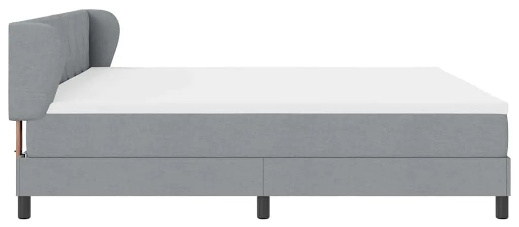 Cama Box Spring com Colchão Cinza Claro 200x200 cm em Tecido